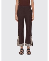 Burberry - Gecroppte Hose Aus Wolle Und Seide Mit Stickereien - Lyst