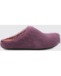 Marni - Low-Heeled Fur Sabot Mules With A Round Toe - Lyst