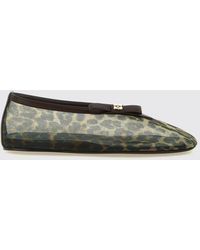 Ganni - Jenny Animalier Print Mesh Nylon Ballerina Flats With Bow - Lyst