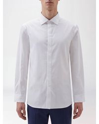 Giorgio Armani - Cotton Poplin Shirt With French Collar And Concealed Placket - Lyst