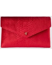 Elisabetta Franchi - Clutch Tipo Sobre De En Terciopelo Con Estampado De Cocodrilo Y Monograma - Lyst