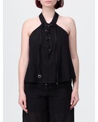 Pinko - Cotton Halter-Neck Top With Braided Tie-Up Straps - Lyst