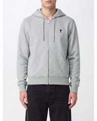 Ami Paris - Sudadera Con Capucha Y Cremallera De Algodón Con Bolsillo Canguro Y Logo - Lyst