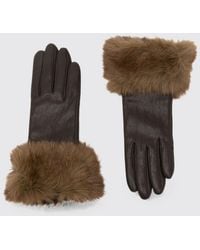 Apparis - Faux Leather Gloves With Faux Fur Details - Lyst