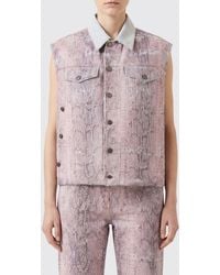 Haikure - Python Print Denim Shirt Vest With Classic Collar And Pockets - Lyst
