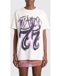 The Attico - Relaxed Fit Cotton T-Shirt With Front Graffiti Logo Print - Lyst