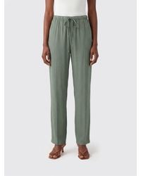 Semicouture - Pantalones Rectos De Acetato Y Seda Con Cintura Con Cordón - Lyst