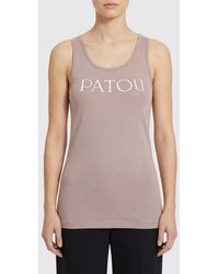 Patou - Basic Cotton Tank Top With Logo - Lyst