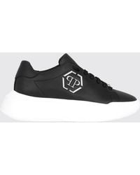 Philipp Plein - Low-Top Leather Sneakers With Hexagon Logo And Platform Sole - Lyst