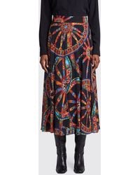 Dolce & Gabbana - Dolce &Amp Gabbana Carretto Siciliano Print Silk Blend Flared Midi Skirt - Lyst