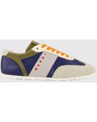 Marni - Suede Low-Top Sneakers With An Abstract Pattern And Embroidered Logo - Lyst