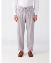 Ziggy Chen - Weit Geschnittene Hose Aus Leinen-Seiden-Mischung Mit Kordelzug - Lyst