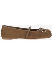 Gucci - Suede Ballerina With All Over Gg Monogram - Lyst