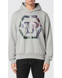 Philipp Plein - Cotton Hoodie With Hexagon Logo And Monogram - Lyst