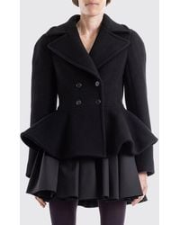 Alaïa - Slim Fit Double-Breasted Short Wool Coat With Lapel Collar - Lyst