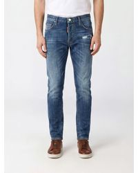 DSquared² - Teddy Straight Fit Cotton Denim Jeans With Distressed Effect - Lyst