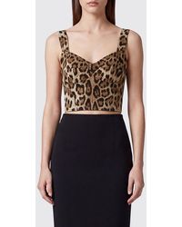Dolce & Gabbana - Dolce &Amp Gabbana Animalier Cotton Cropped Corset Top - Lyst