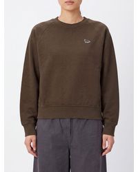 Maison Kitsuné - Maison Kitsun&Eacute Crewneck Cotton Sweatshirt With Applied Logo Patch - Lyst