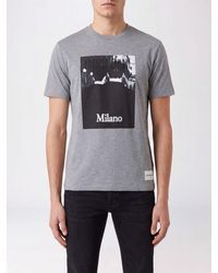 Emporio Armani - Graphic Print Cotton T-Shirt With Contrast Logo - Lyst
