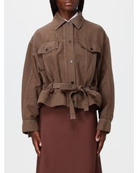 Brunello Cucinelli - Linen And Cotton Denim Jacket With A Tie-Waist Belt - Lyst
