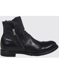 Officine Creative - Washed Buffalo Leather Biker Ankle Boots With Ruched Effect - Lyst