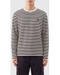 Ami Paris - Striped Long-Sleeved Cotton T-Shirt With Contrast Logo - Lyst