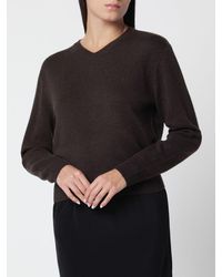 Almada Label - Pull À Col En V En Pur Cachemire Avec Bords Côtelés - Lyst