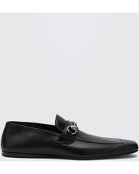 Gucci - Calfskin Leather Loafers With Horsebit Detail And Squared Toe - Lyst