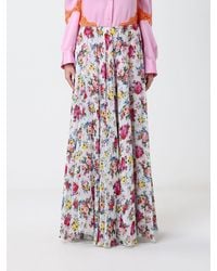 MSGM - Plissierter Maxirock Aus Viskose Mit Blumendruck Und Elastischem Bund - Lyst