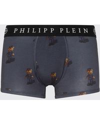 Philipp Plein - Stretch Cotton Boxer Shorts With Teddy Bear Print And Logo Waistband - Lyst