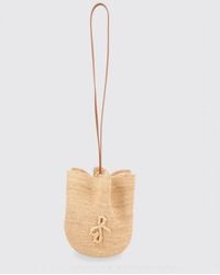 Ruslan Baginskiy - The Hatbag Crochet Raffia Mini Bucket Bag With Embroidered Logo - Lyst