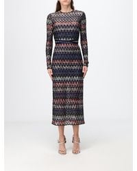 Missoni - Geometric Pattern Lurex Midi Sheath Dress With Long Sleeves - Lyst