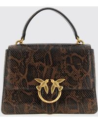 Pinko - Love Bag Python-Print Leather Handbag With Love Birds Logo - Lyst