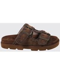 Mou - Low Bio Suede Flat Sandals With Double Strap - Lyst