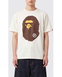 A Bathing Ape - Cotton T-Shirt With Graphic Print And Dropped Shoulders - Lyst
