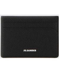 Jil Sander - Grained Calfskin Card Holder With Laminated Logo And Four Slots - Lyst