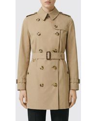 Burberry - Cropped Double-Breasted Cotton Trench Coat With Check Undercollar - Lyst