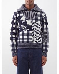 Loewe - Abstract Pattern Wool Half-Zip Jumper With Ribbed Hems - Lyst