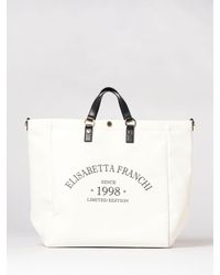 Elisabetta Franchi - Cotton Canvas Bag With Logo - Lyst