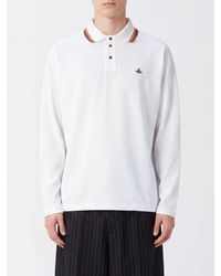 Vivienne Westwood - Long-Sleeved Cotton Polo Shirt With Embroidered Orb Logo - Lyst