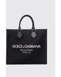 Dolce & Gabbana - Borsa in nylon e pelle con logo gommato - Lyst