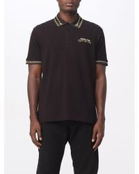 Versace - Polo Shirt In Cotton Pique With Chain Logo Print - Lyst