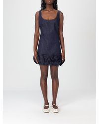 Self-Portrait - Denim Mini Dress With Applied Flowers - Lyst