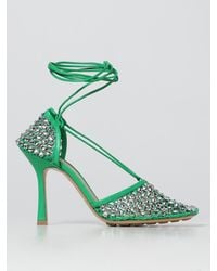 Bottega Veneta - Sparkle Stretch Lace-Up Sandals - Lyst