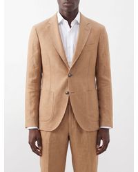 Herno - Elegant Single-Breasted Linen Blazer With Notch Lapels And Patch Pockets - Lyst
