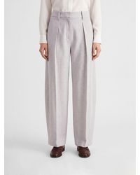 Brunello Cucinelli - Tailored Wide-Leg Wool And Cashmere Trousers With Monili - Lyst