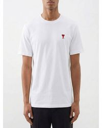 Ami Paris - Organic Cotton T-Shirt With Logo - Lyst