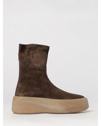 Vic Matié - Vic Mati&Eacute Suede Ankle Boots With A Platform Sole And Back Zip - Lyst