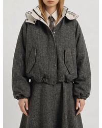 Brunello Cucinelli - Relaxed Fit Padded Wool-Blend Bomber Jacket With Hood - Lyst