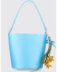 Self-Portrait - Satin Mini Bucket Bag With Top Handle And Charm - Lyst